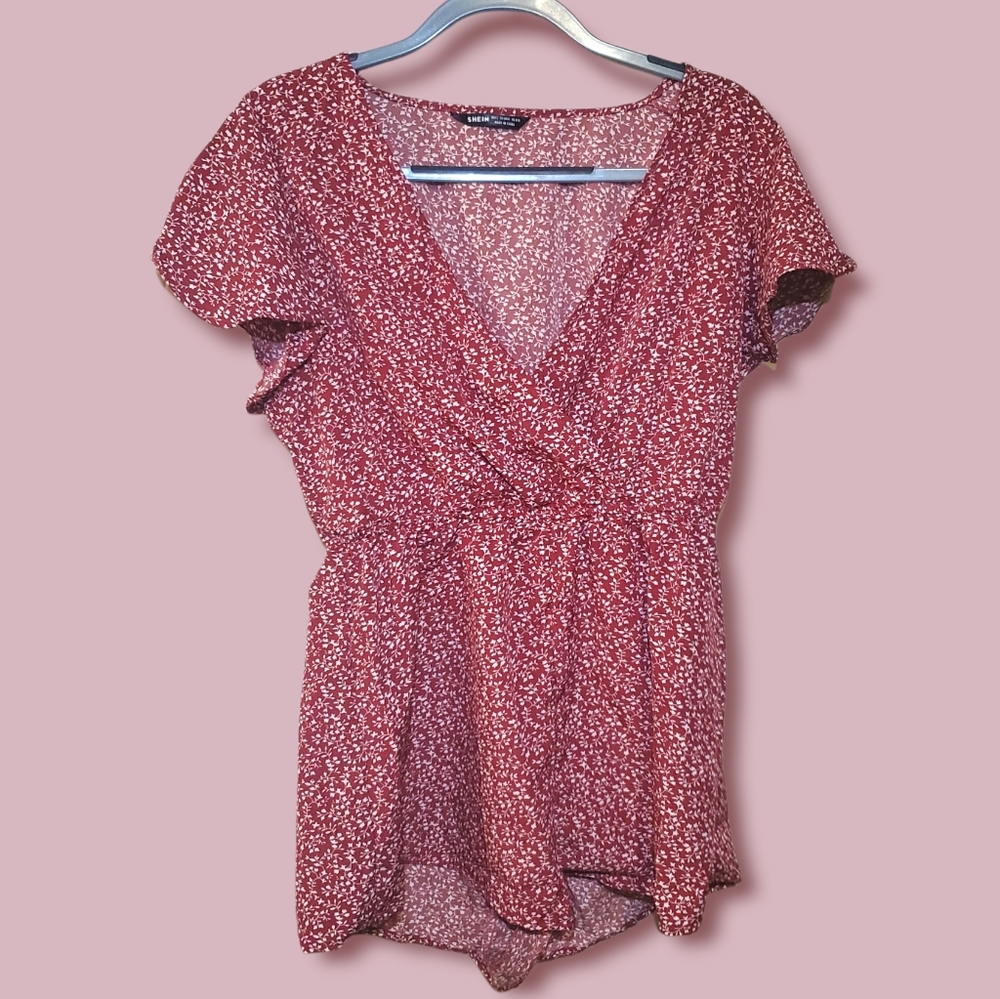Shein Ditsy Romper with Flutter Sleeves